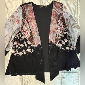 Black Floral Patchwork Duster